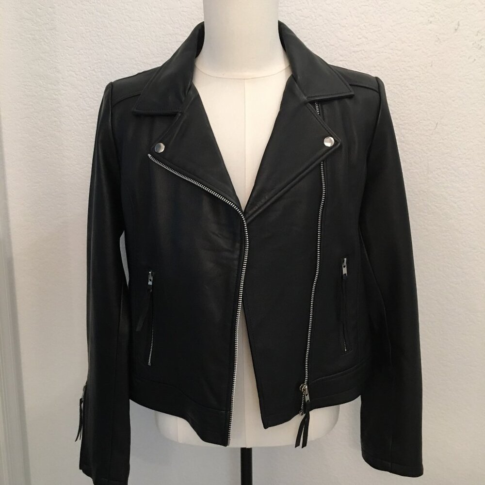 A&H APPAREL Sheep Leather Short Motorcycle Jacket